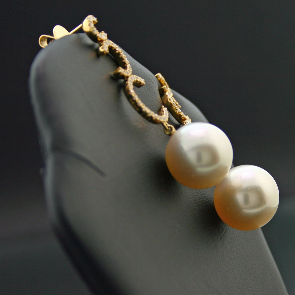 Brillant-Südsee-Ohrstecker, 750/-GG.