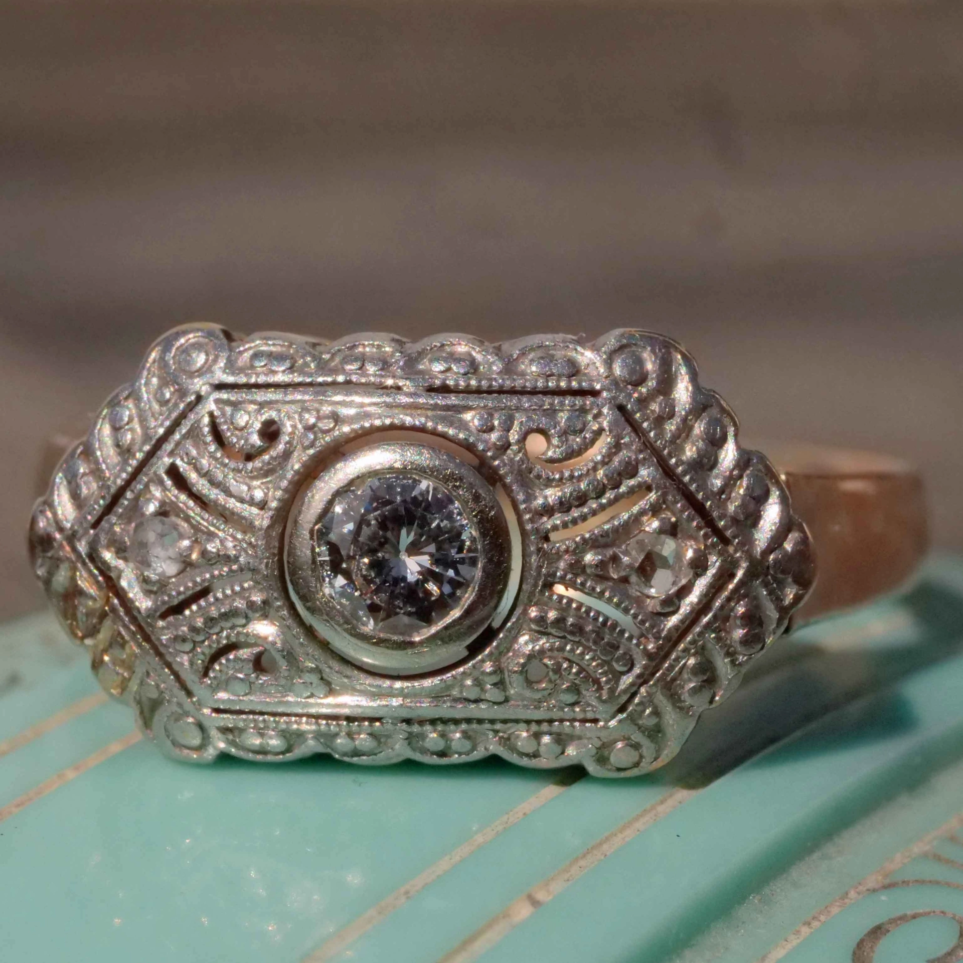 Original Art Déco Brillant Ring 585er Gold 0.22 ct W VS um 1930-40...dazzling History