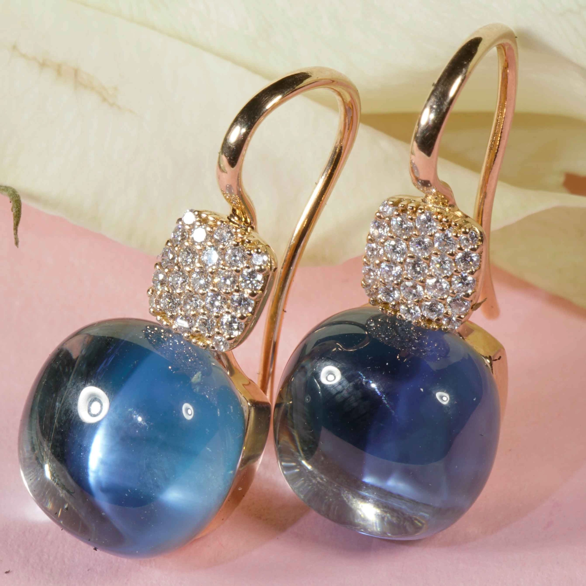 Blautopas Brillant Ohrhänger 750er Rosegold made in Italy...so hochwertig schön..19.35 ct