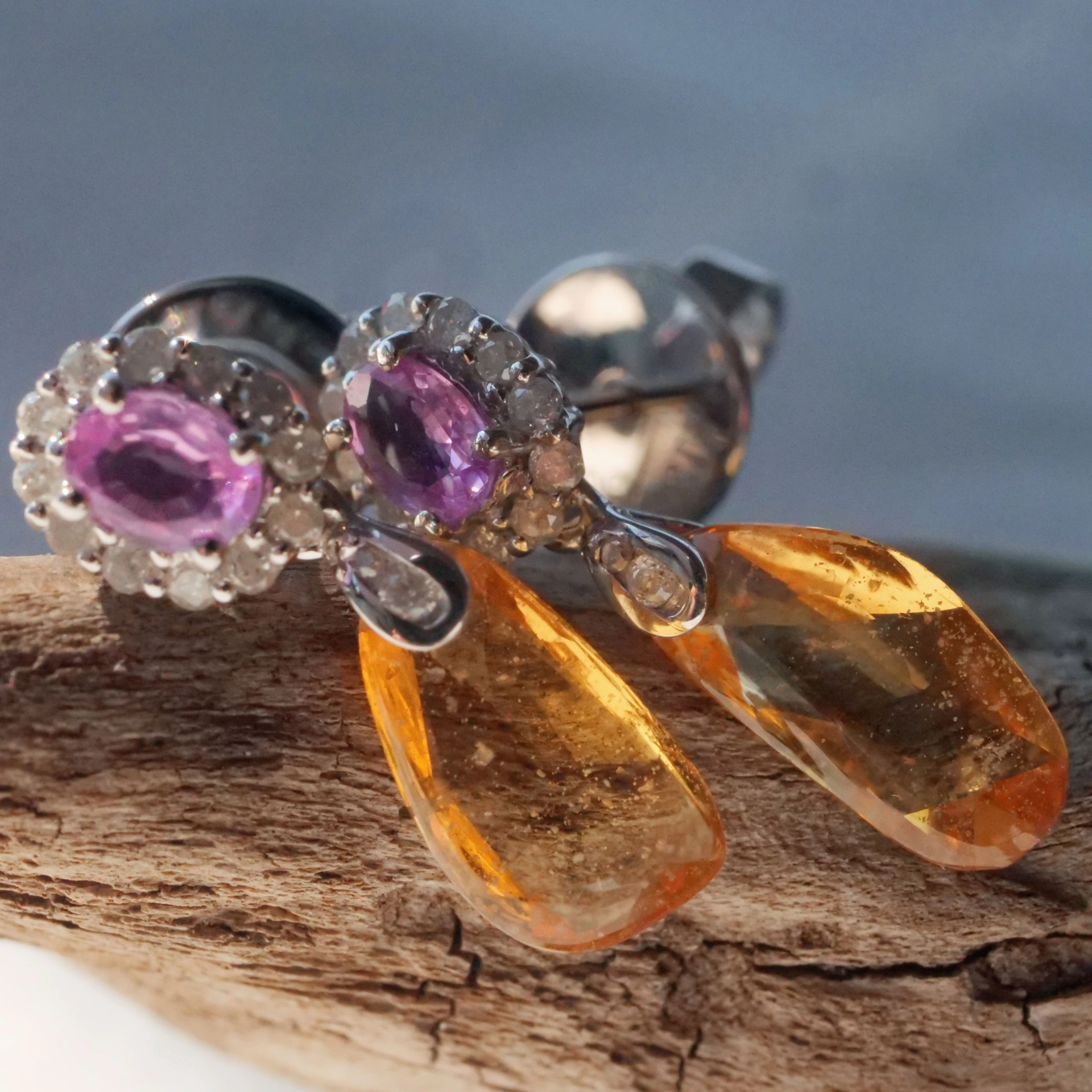 Pink-Gelbe-Saphir-Brillant-Ohrh-nger-750er-Gelbgold-P1101831 Pink Gelbe Sugarloaf Saphir Brillant Ohrhänger 750er Gelbgold..außergewöhnliche Formen und Farben..g