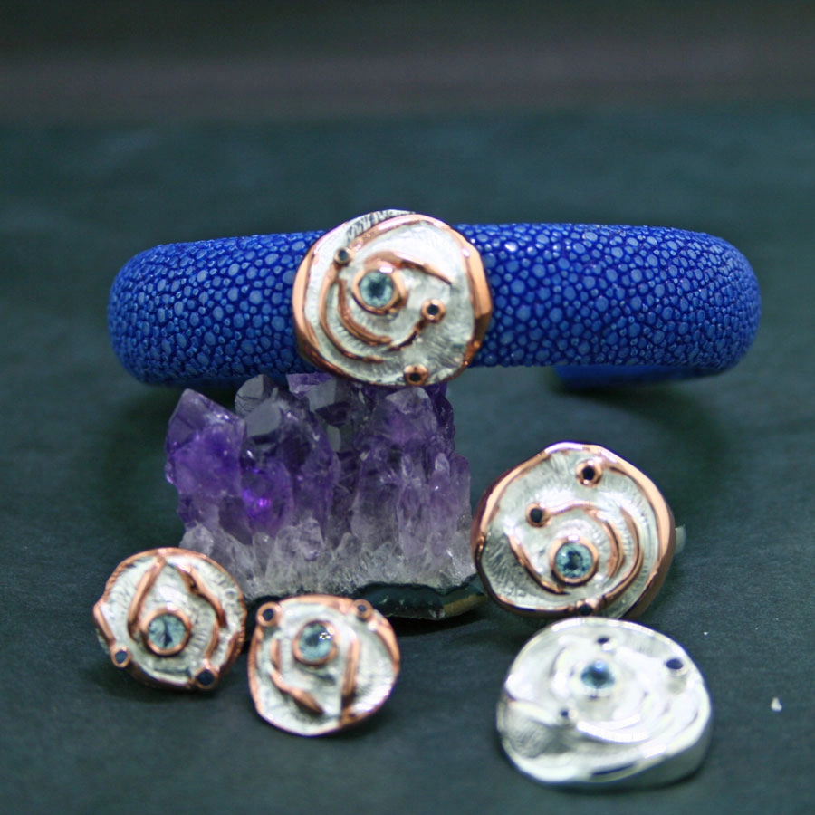 Topas-Saphir-Armreif, 925/-Silber