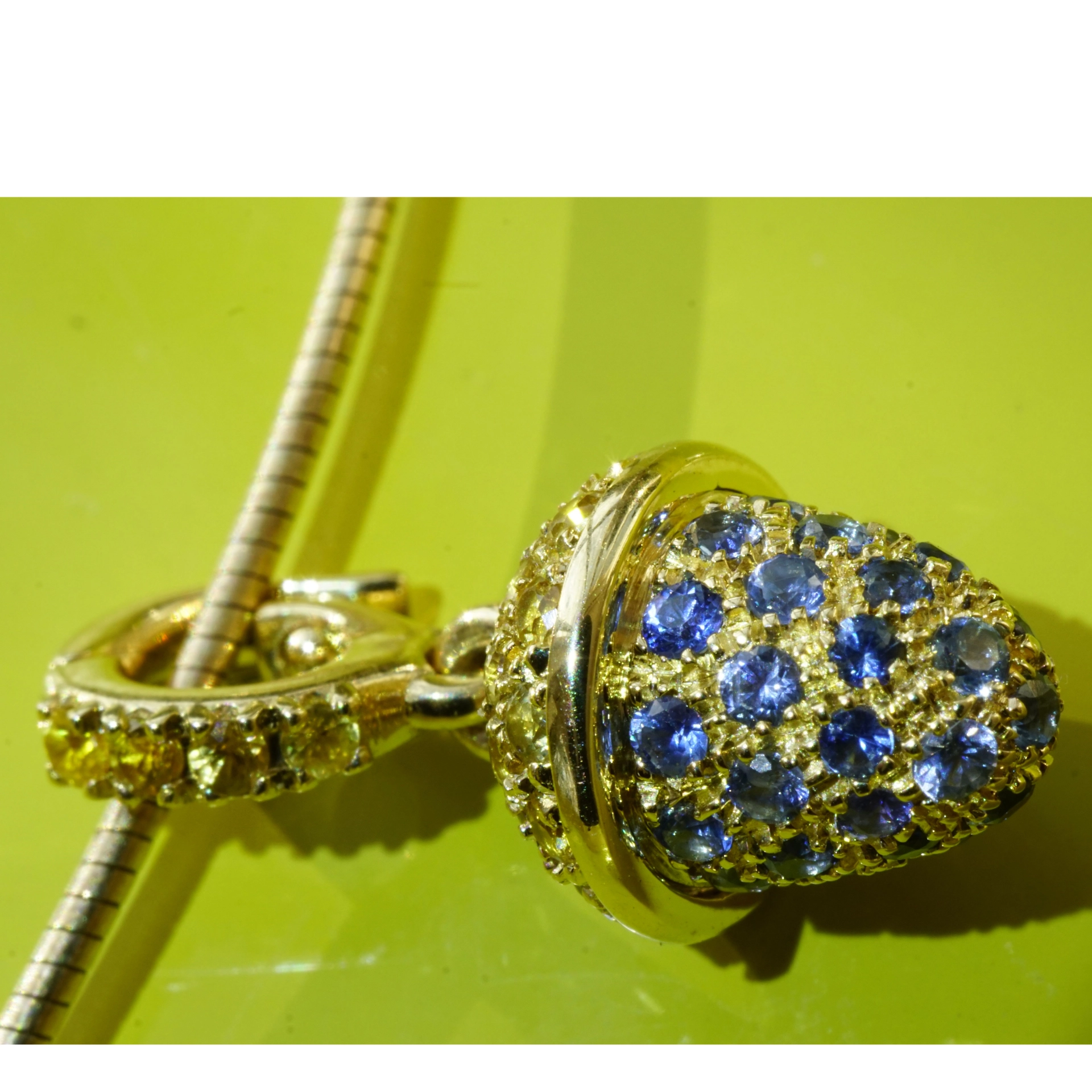Saphir Drop Anhänger/Clip 750er Gelbgold...wie niedlich ist der denn..gelb-blau