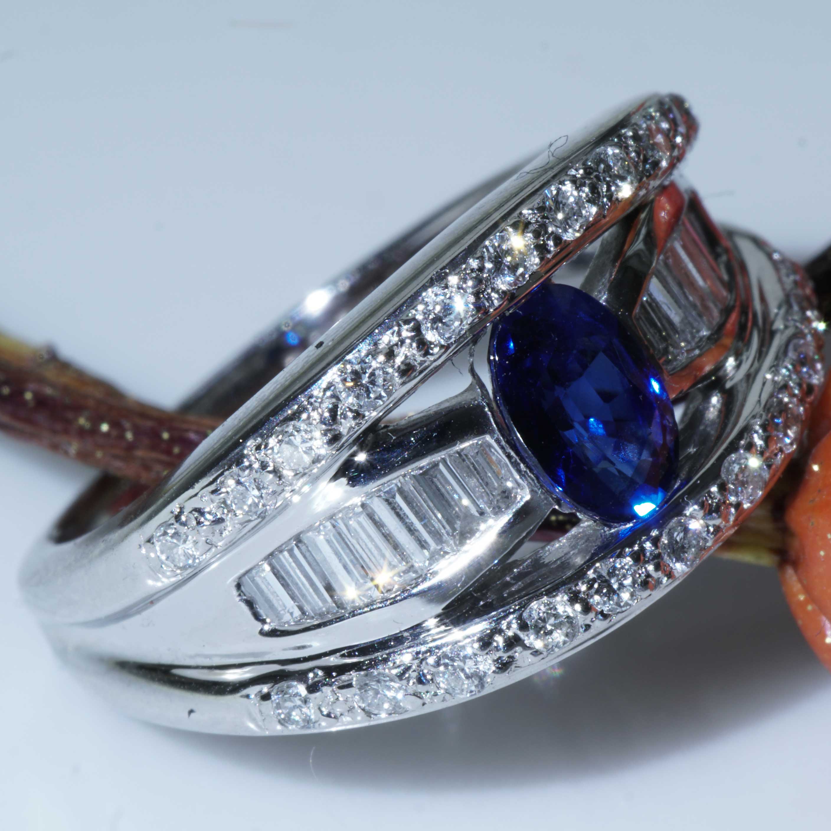 Saphir Brillant Ring 900er Platin 0.65 ct 0.50 ct feinster Saphir und Brillanten in Platin 