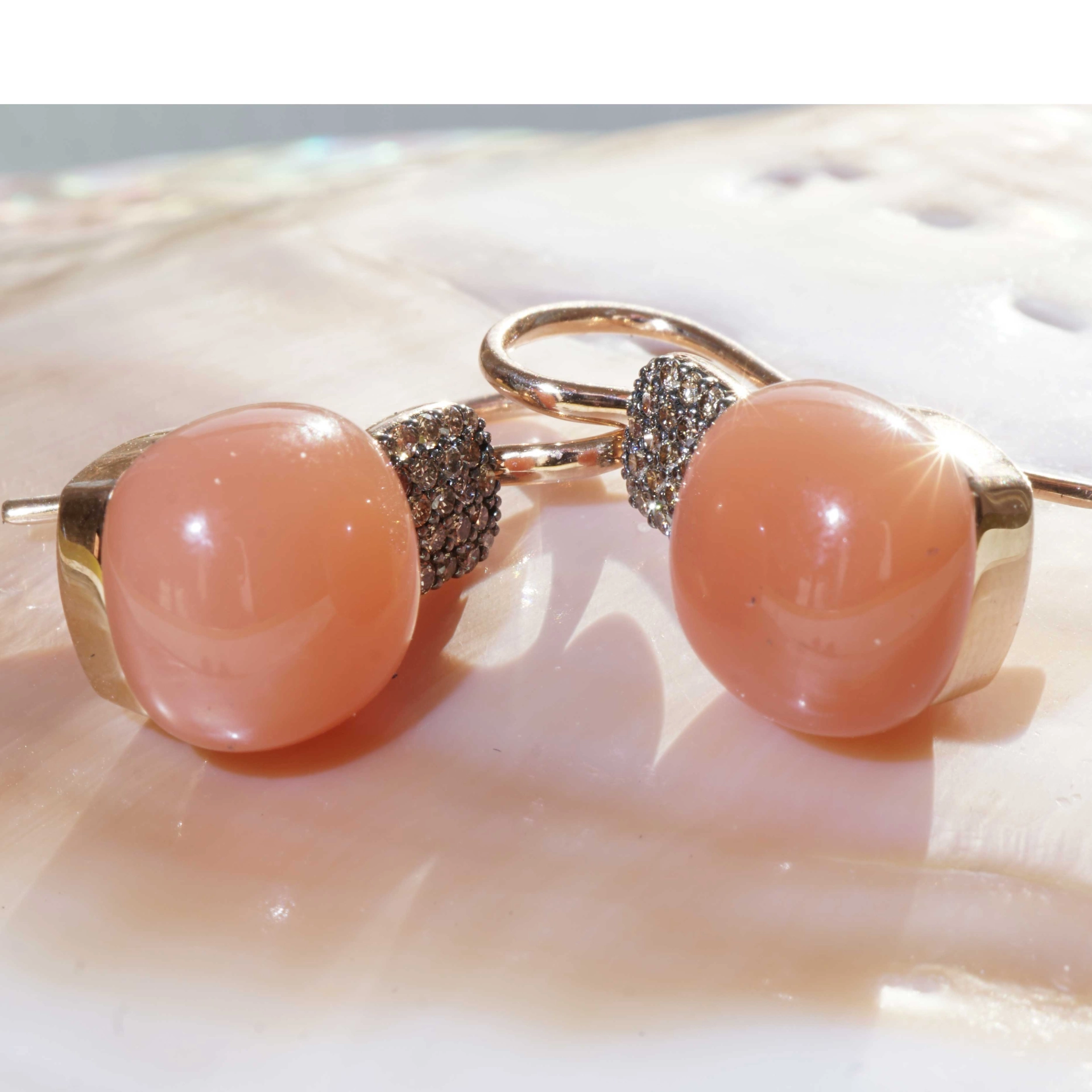 Mondstein Brillant Ohrhänger 750er Rosegold made in Italy...so hochwertig schön..14.17 ct