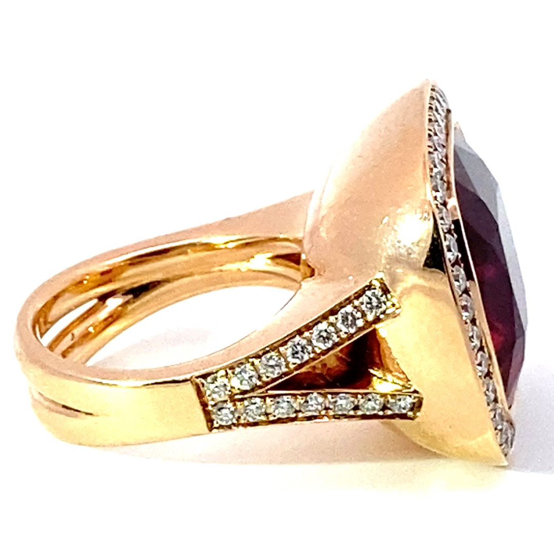 Rubellit Brillant Ring der Extraklasse AAA+  23.10 ct Afghanistan  rot-pink unglaubliche Leuchtkraft 750er Rosegold