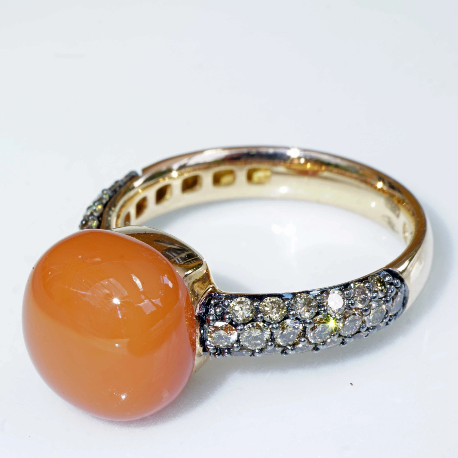 Mondstein Brillant Ring 750er Rosegold 7.30 ct 0.68 ct..elegante Winter Farben..liquid Impressions..