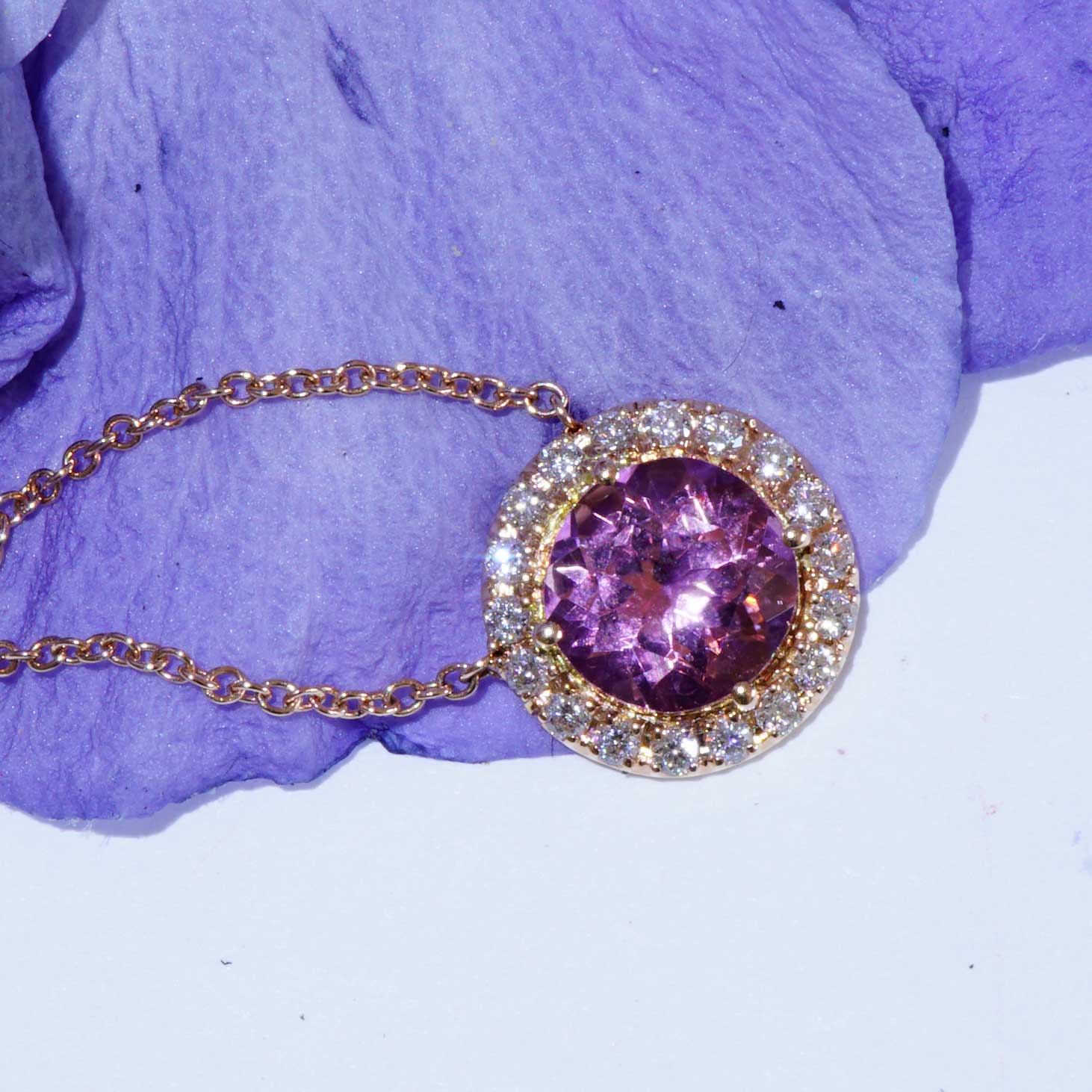 Turmalin Brillant Collier 750er Rosegold...Pink zum Verlieben....ein Hingucker und Launemacher