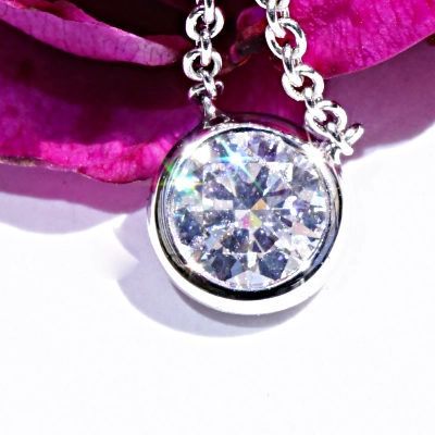 Brillant Collier rund 0.50 ct D hochfeines weiss SI1 5.09 - 5.15 x 3.05 mm GIA Gutachten 750er Weiss