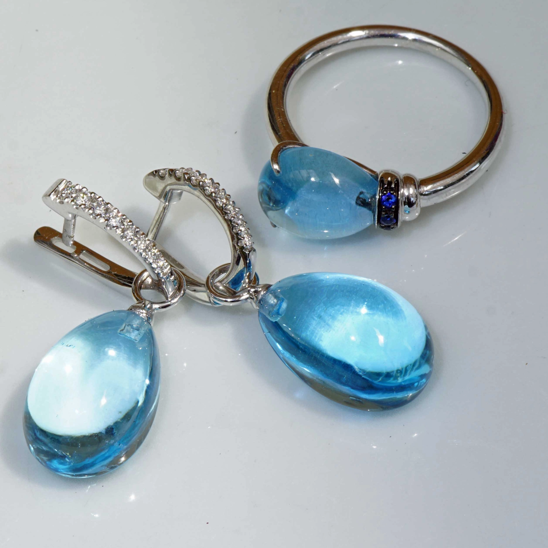 Blautopas Brillant Ohrhänger 750er Weissgold aushängbar made in Italy...so hochwertig