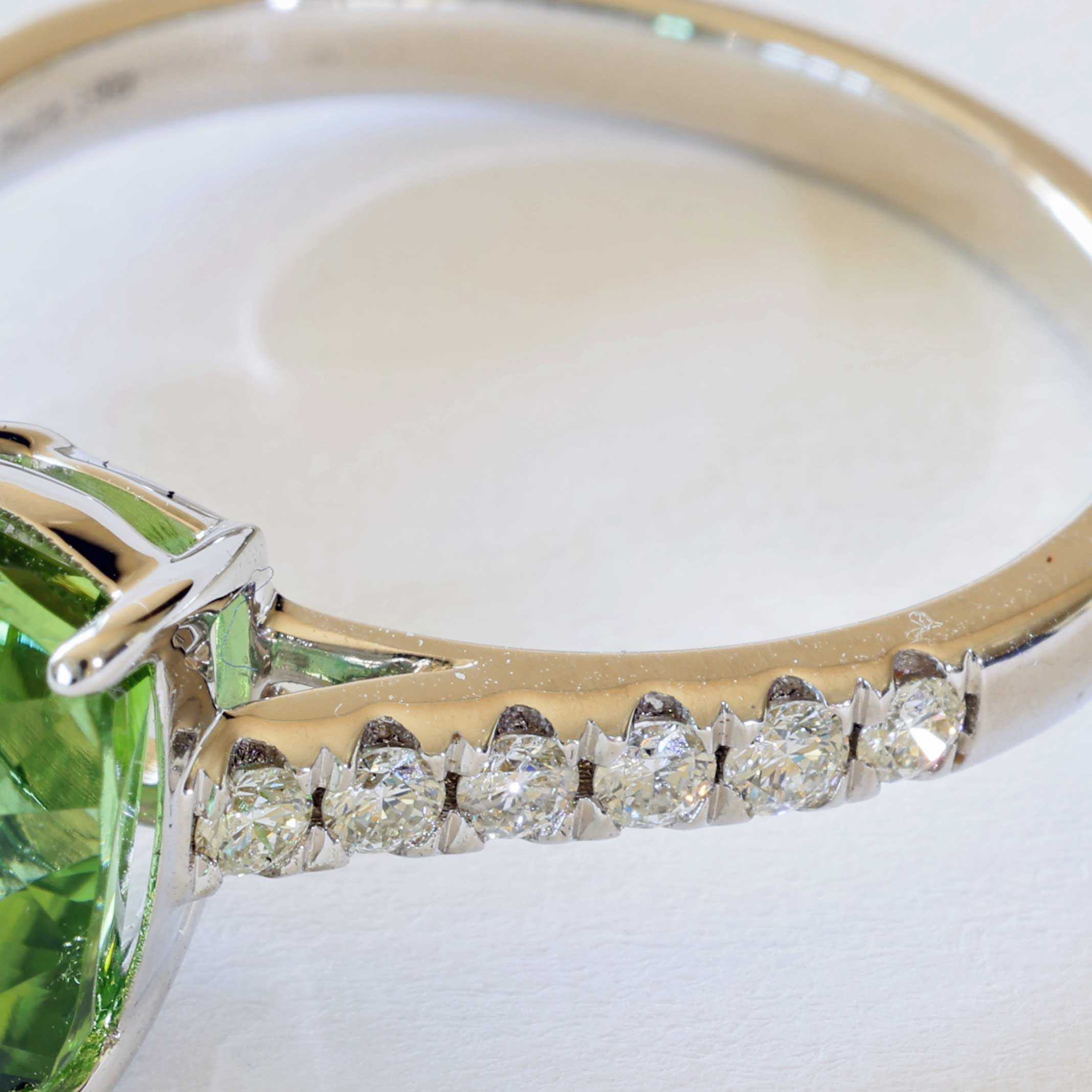 Lagun Grün-Blauer Turmalin Brillant Ring 750er Weissgold 3.90 ct 0.27 ct  Afghanistan Top Qualität