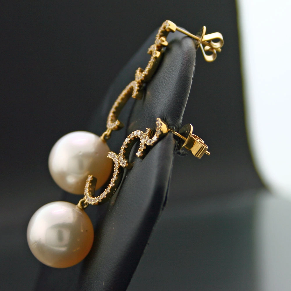 Brillant-Südsee-Ohrstecker, 750/-GG.