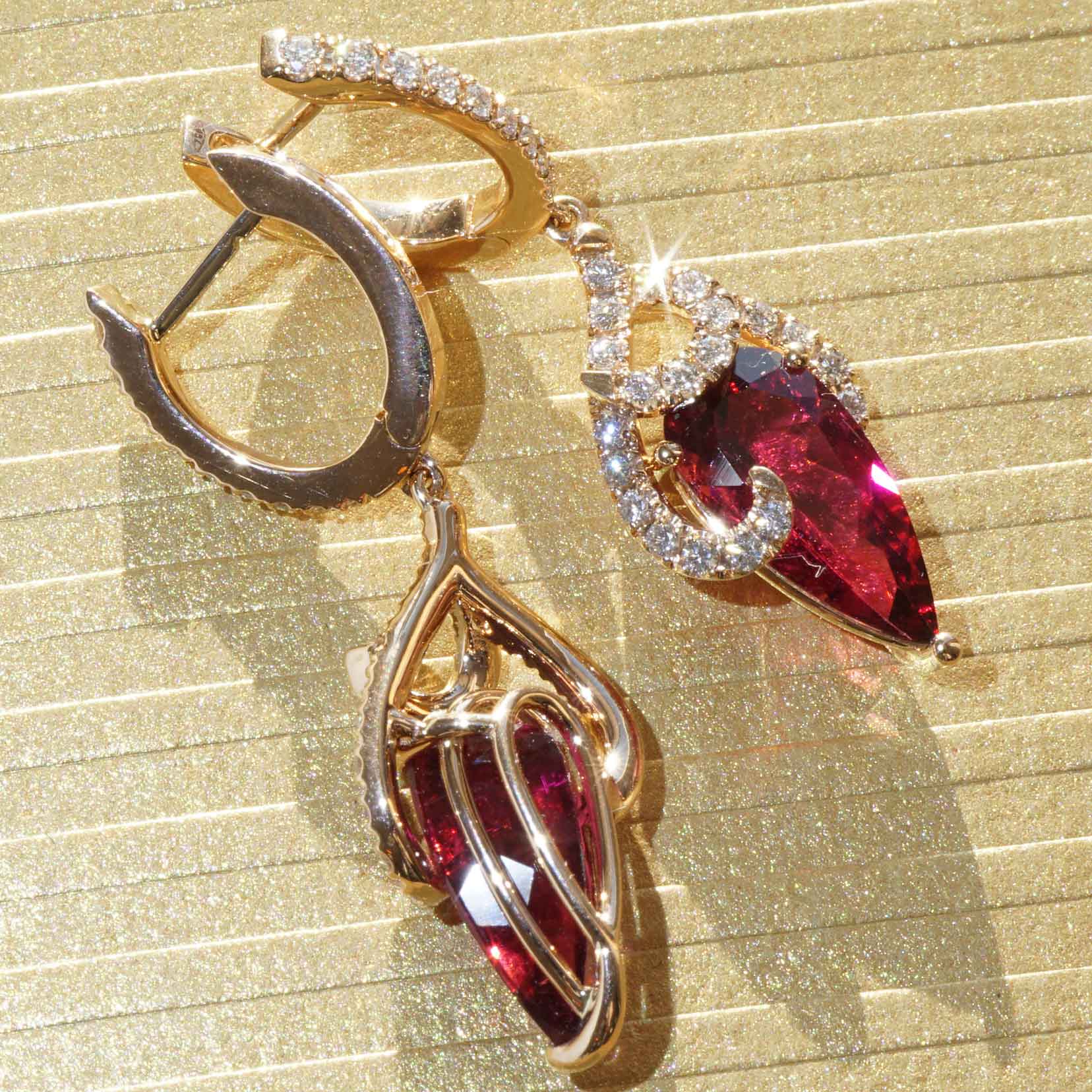 Rubellit Brillant Ohrhänger 750er Rosegold 6 ct 0.70 ct ..Ausnahme Turmaline aus Mosambik AAA+ besser geht nicht