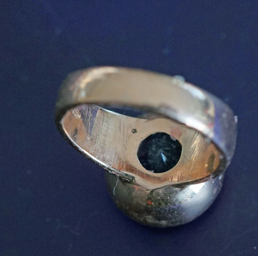 AQUAMARIN Ring Silber rosevergoldet 13 mm Durchmesser Handarbeit Navette tolle intensive Farbqualitä