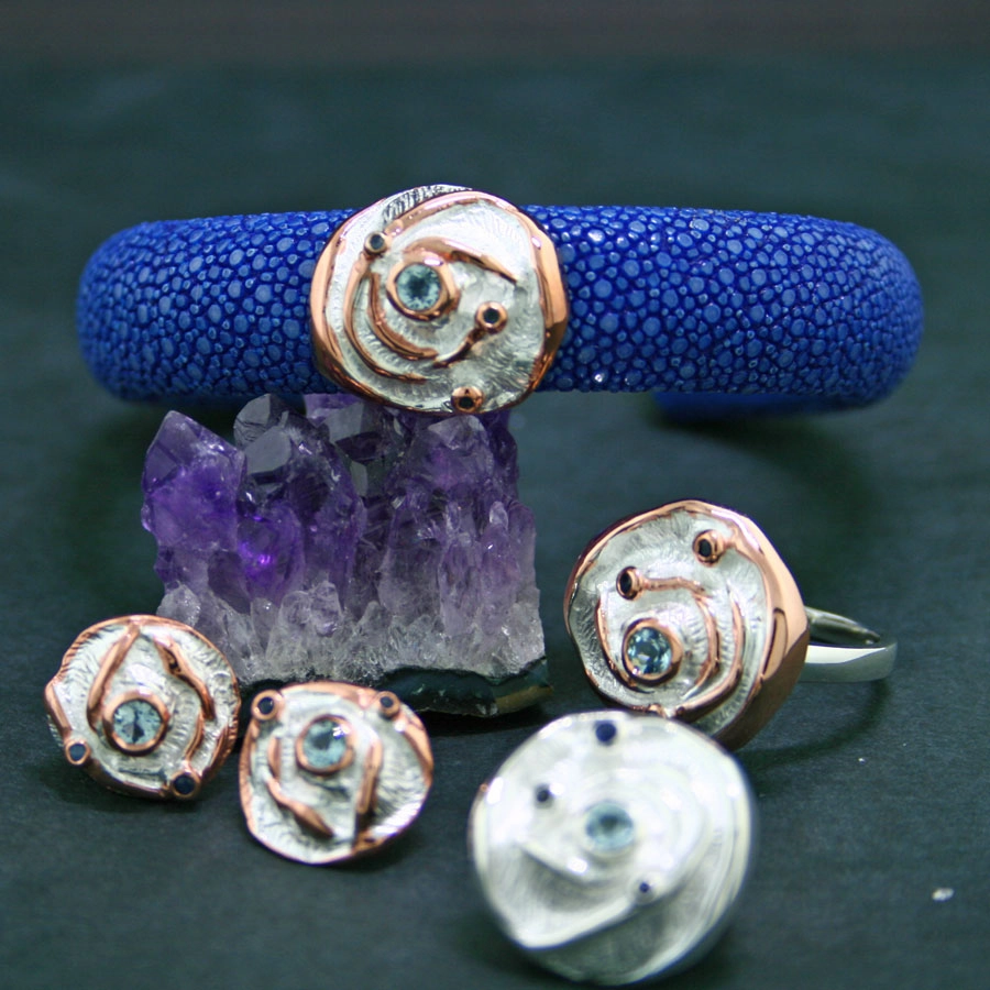 Topas-Saphir-Armreif, 925/-Silber