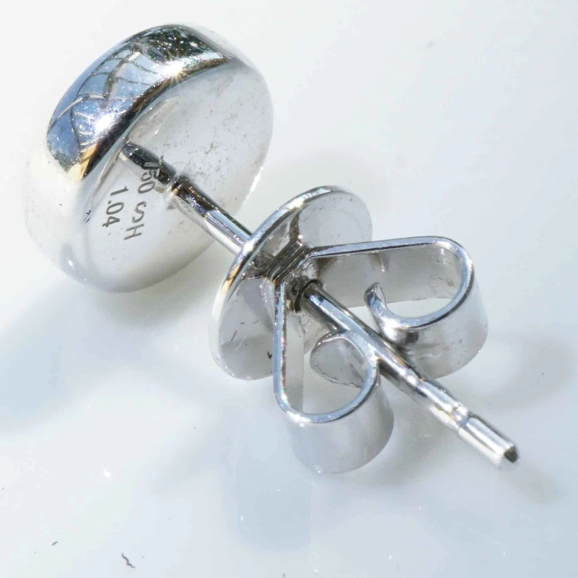 Saphir Ohrstecker in 750er Weissgold einzeln  1.04 ct AAA+ seltene coole Goldfarbe unbehandelt