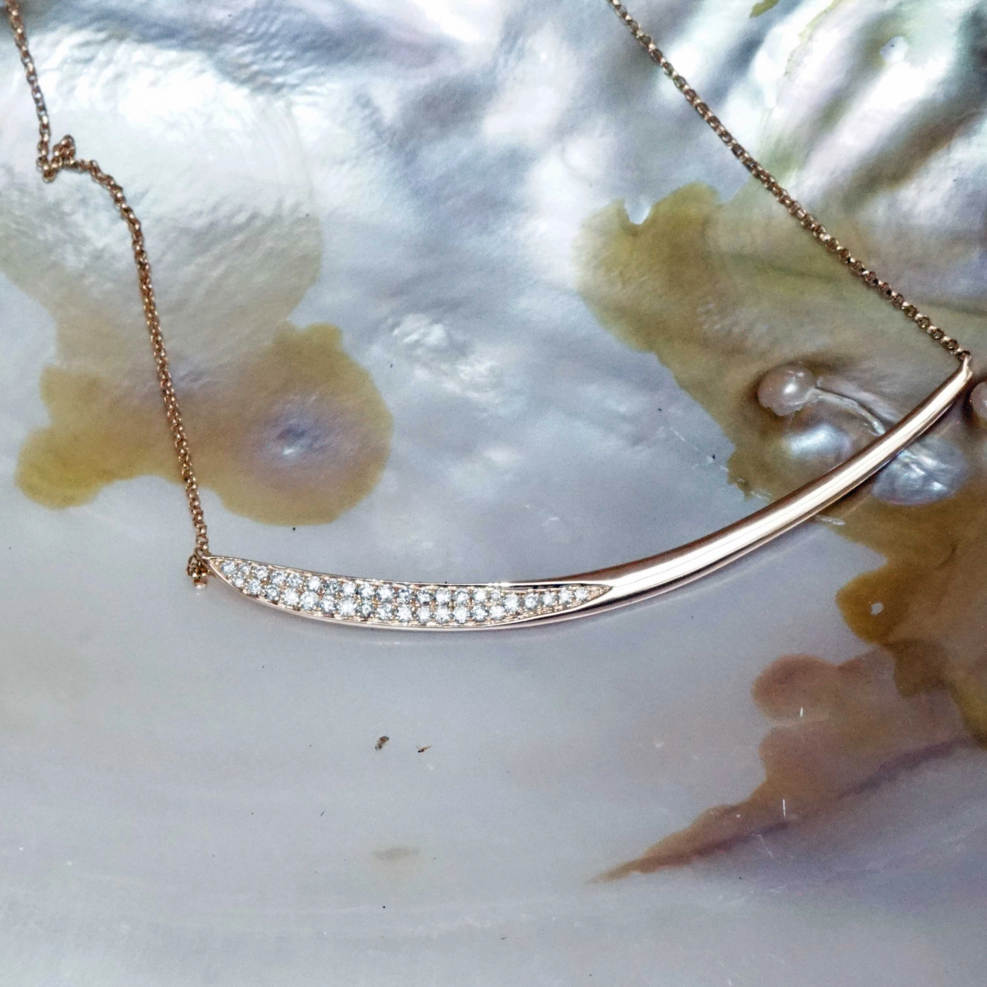 Brillant Collier 0.35 ct 750er Rosegold 36 Vollschliff Brillanten elegantes modernes Design