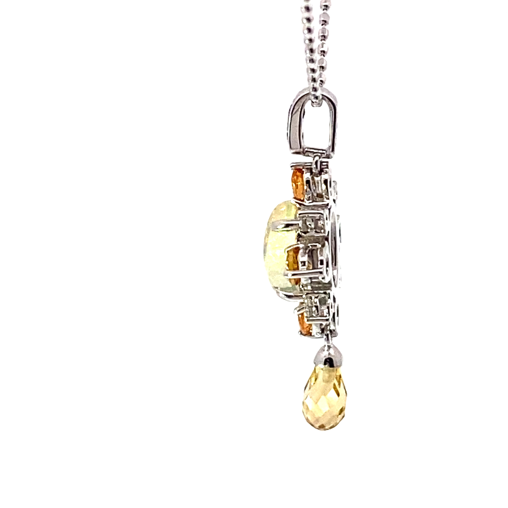 Entzückender Voll Opal Mandarin Granat Anhänger mit Brillanten 0.67 0.07 ct  mit Kette 750er Weissgold 