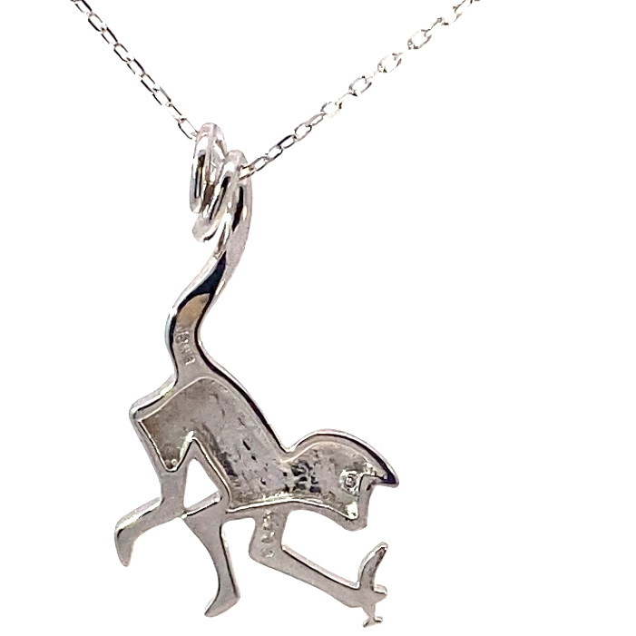 Äffchen mit Banane Anhänger 750er Weissgold Diamant 0.03 ct mit Kette  37 x 15 mm 2,5 Gramm