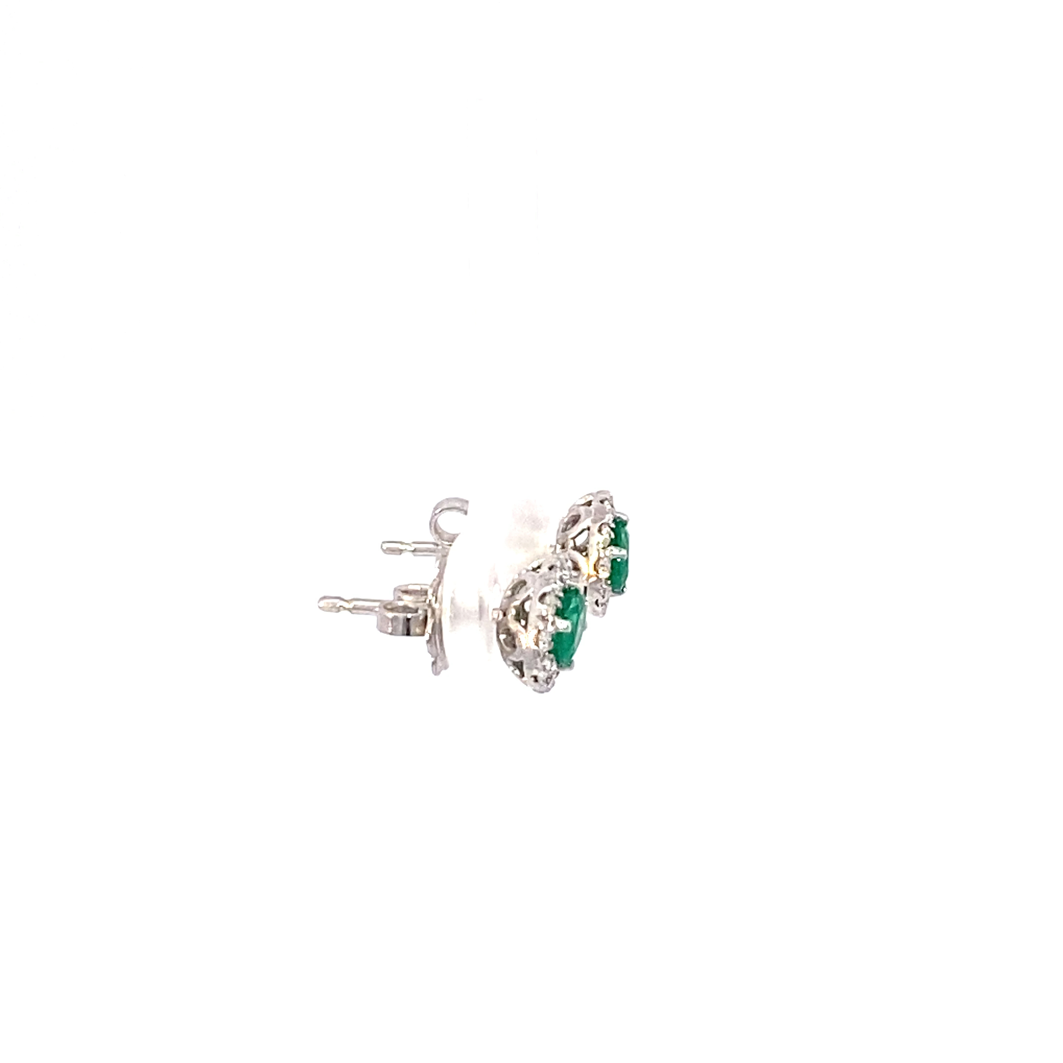 Panjshir Smaragd Brillant Halo Ohrstecker 750er Weissgold 0.47 ct 0.27 ct AAA+ schönste Smaragdfarbe forever