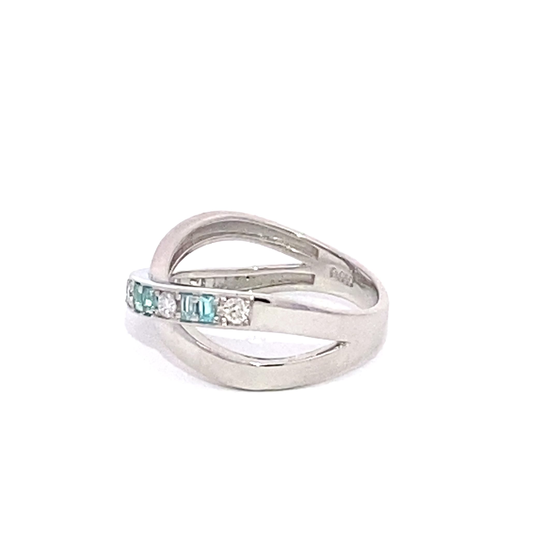 TOP Selection Paraiba Brillant Ring 0.17 ct 0.16ct 950er Platin mit besonders reinen Edelsteinen