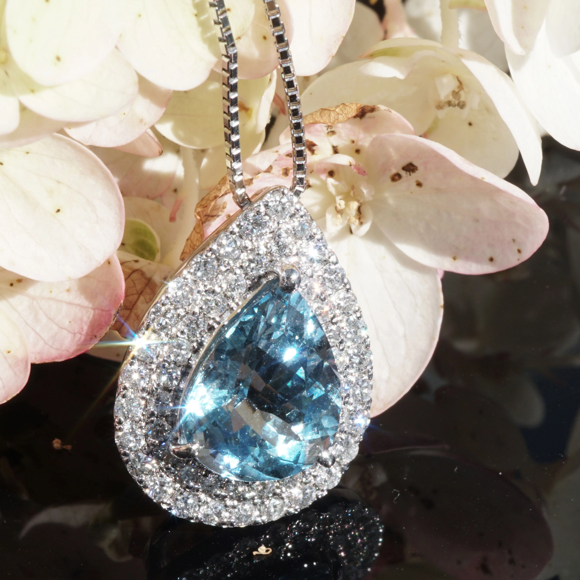 Santa Maria Aquamarin Brillant Anhänger 2.73 ct 0.63 ct Platin 950 intensive Farbbrillanz