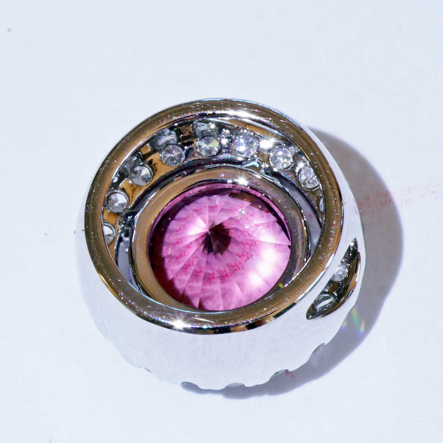 Spinell Brillant Anhänger 750er Weissgold 1.50 ct 0.14 ct fancy Naturfarbe pink violett aubergine