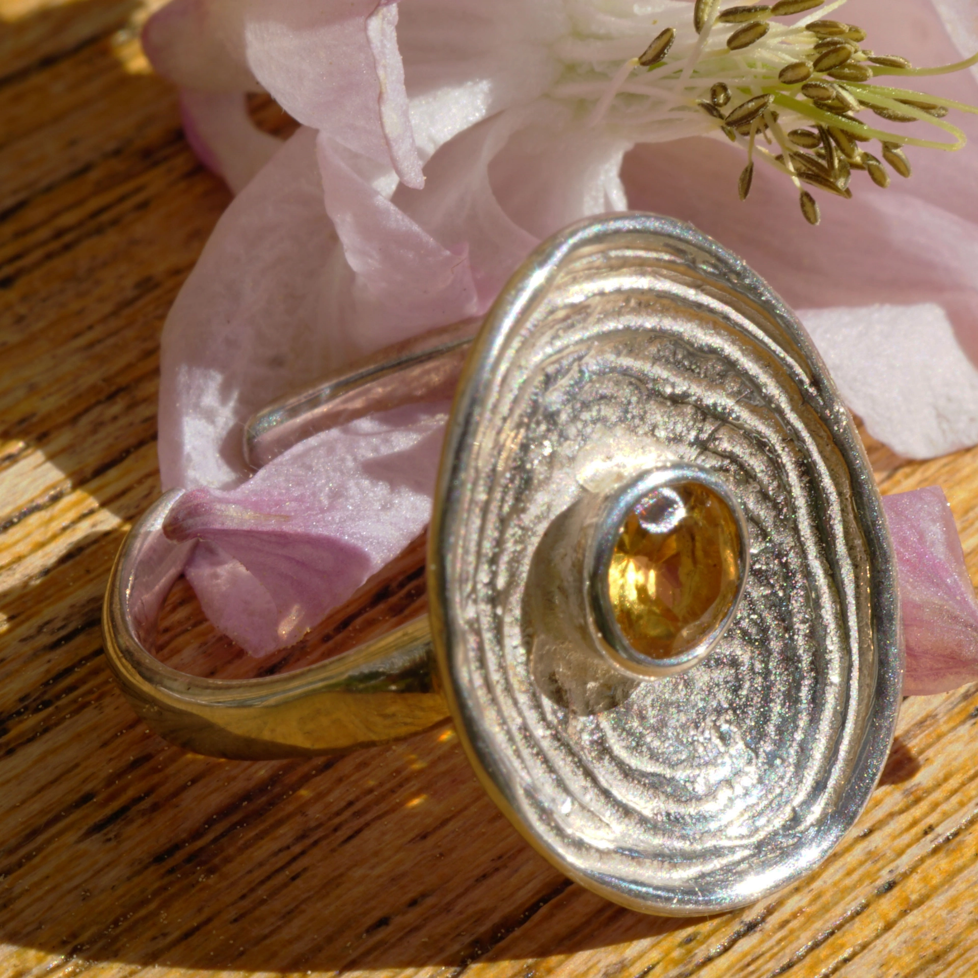 Citrin Ring 925er Silber 20 x 16 mm ....Wasserwelle Handarbeit