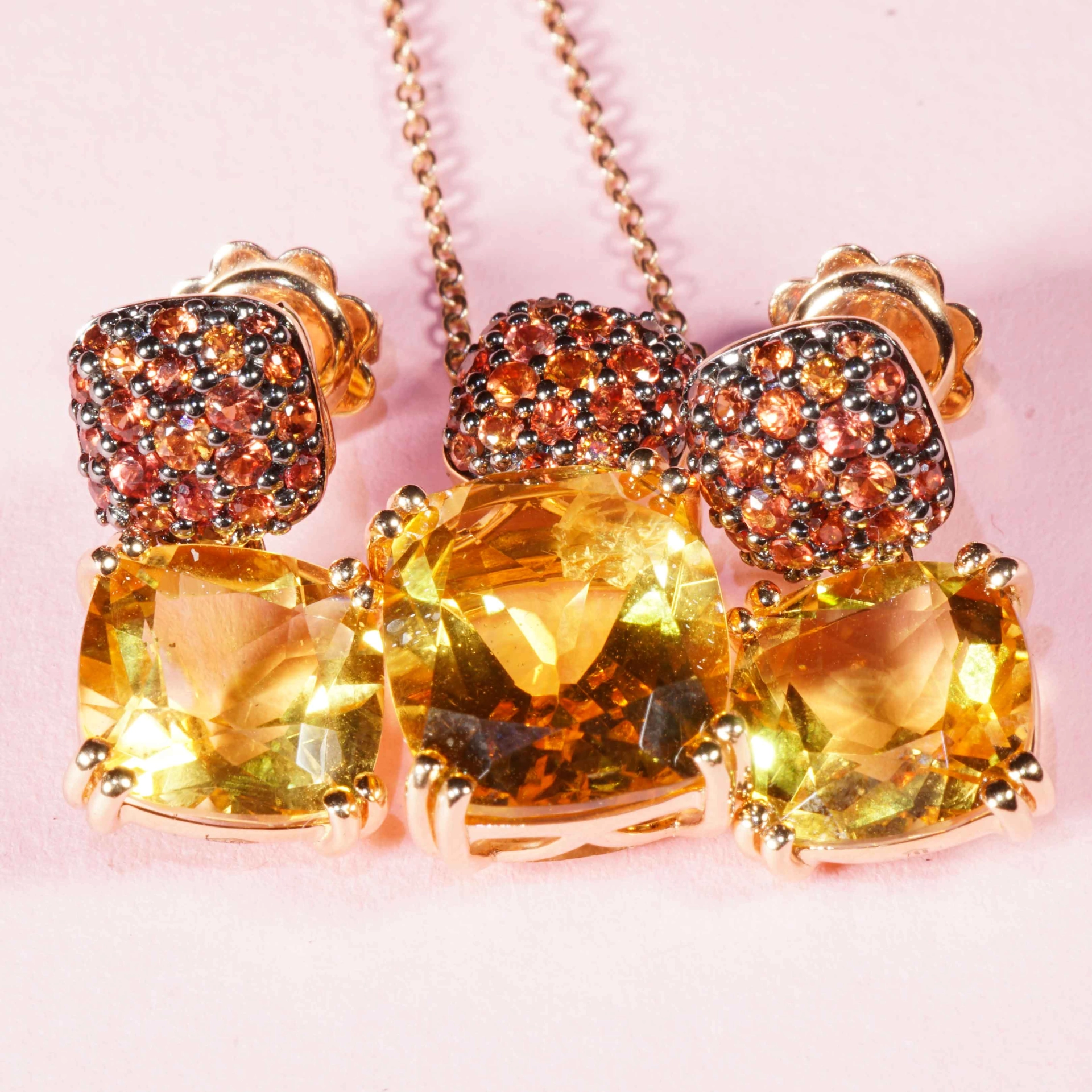 Collier Citrin Saphir 750er Rosegold...so edel und verzaubert den Tag....4.64 ct 0.42 ct