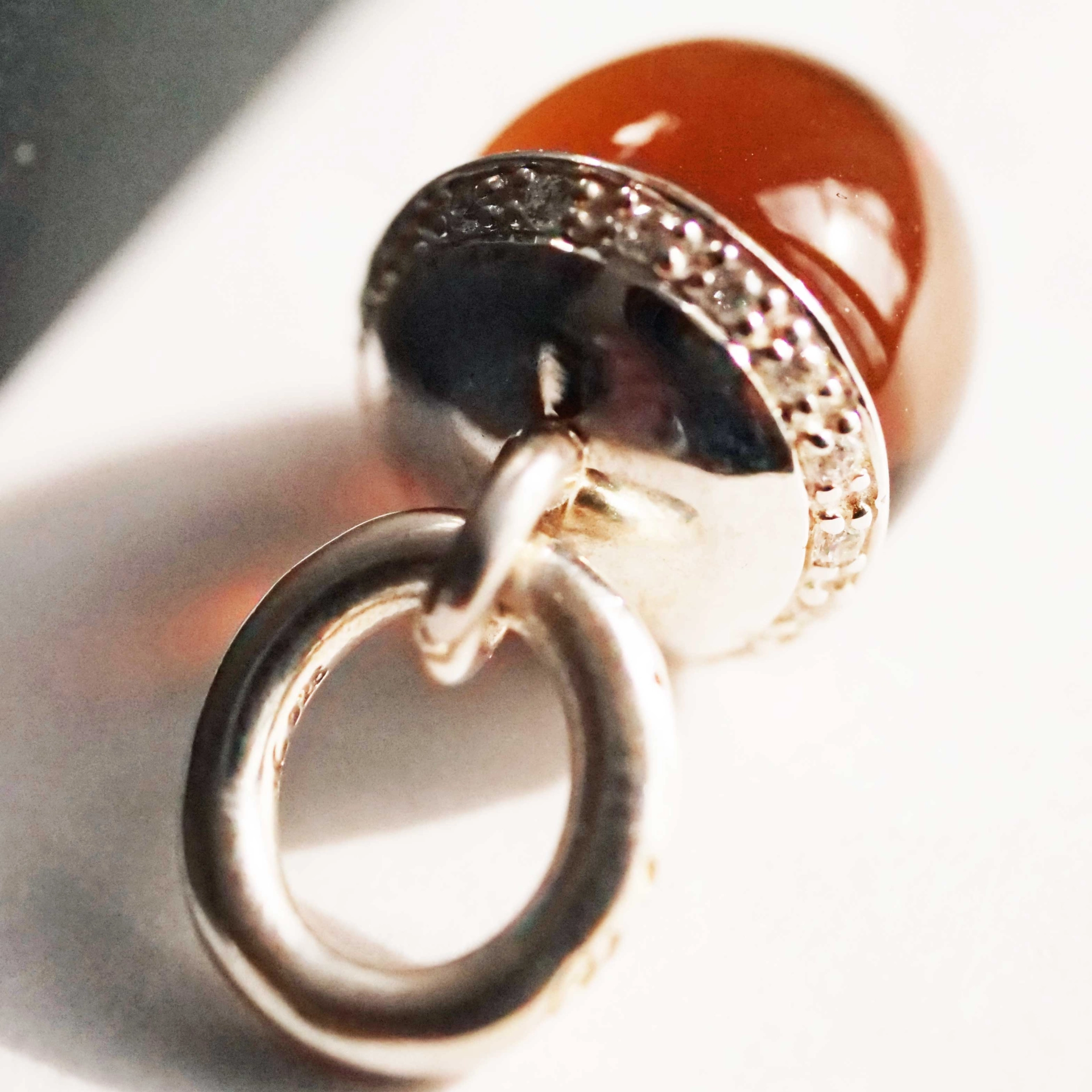 Original Chilango Anhänger Shrine in Drop Form Whisky Quarz mit weissen Zirkon 925 Silber