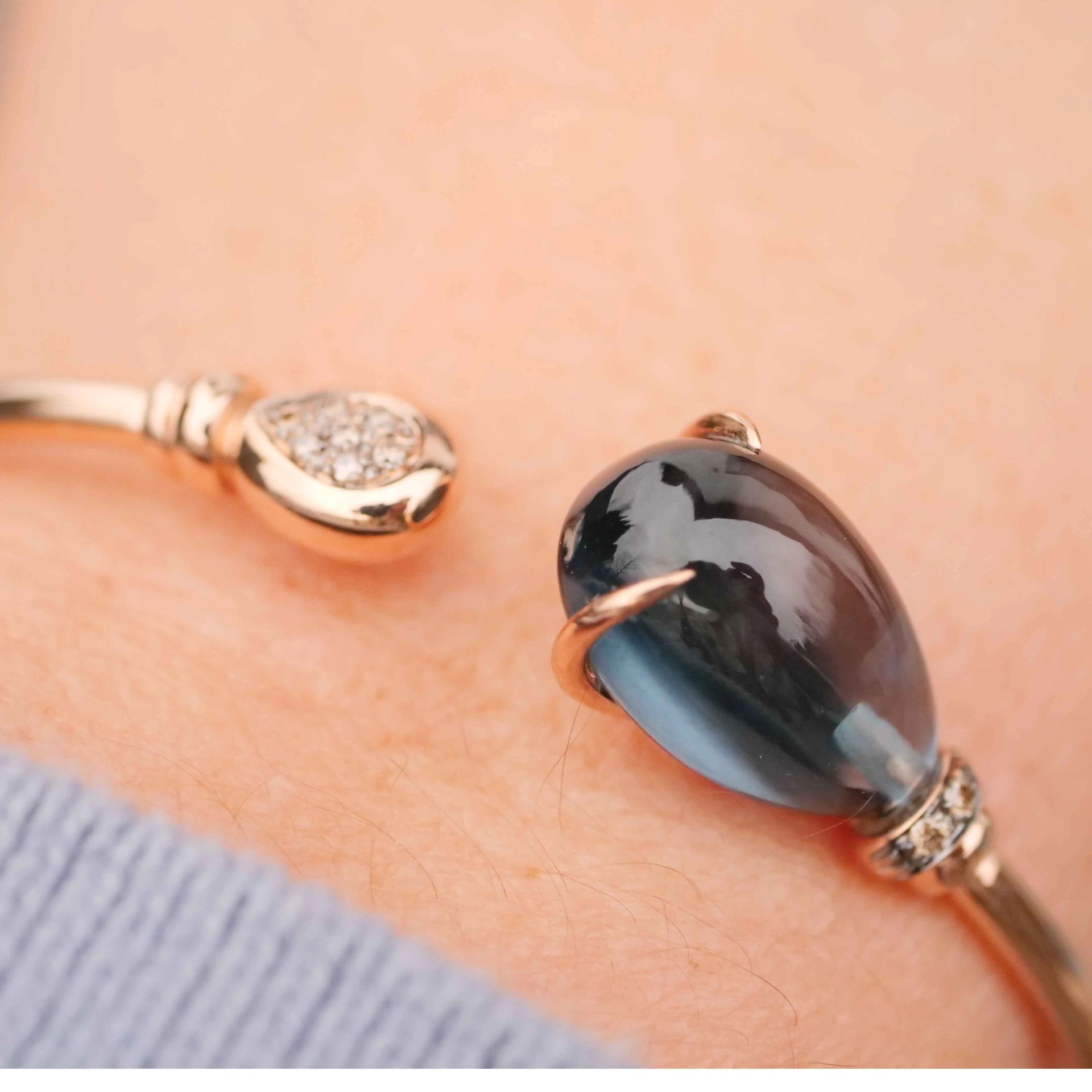London Blue Blautopas Brillant Armreif 750er Rosegold Valenza .....bella Italia....hochwertige Ausf