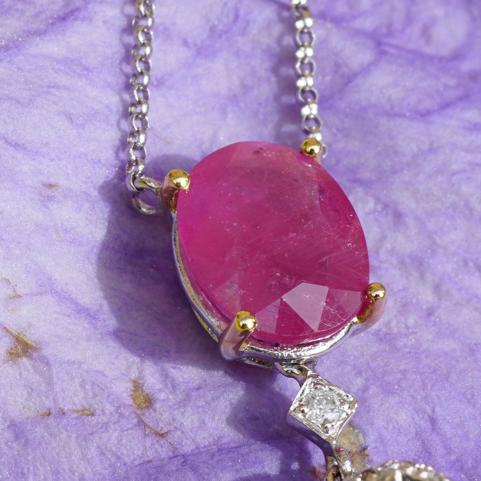 Rubin Brillant Südsee Zuchtperl Collier 750er Gelbgold..ideal als Set zu Perlohrringen