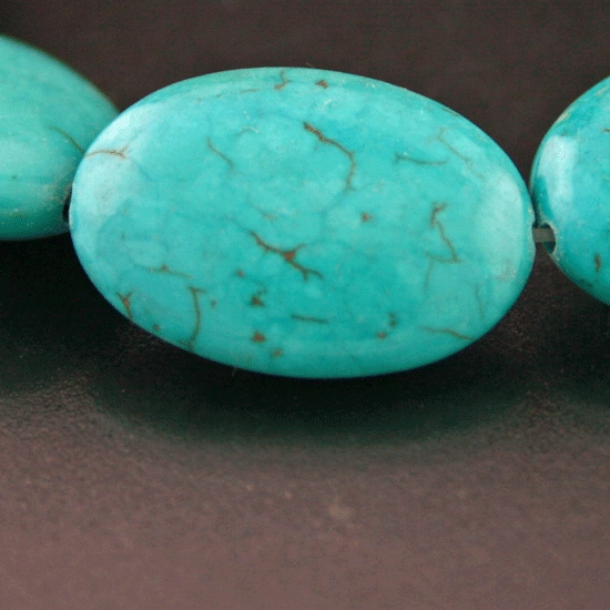Türkis-Strang-oval, ca. 25x18 mm, ca. 40 cm lang