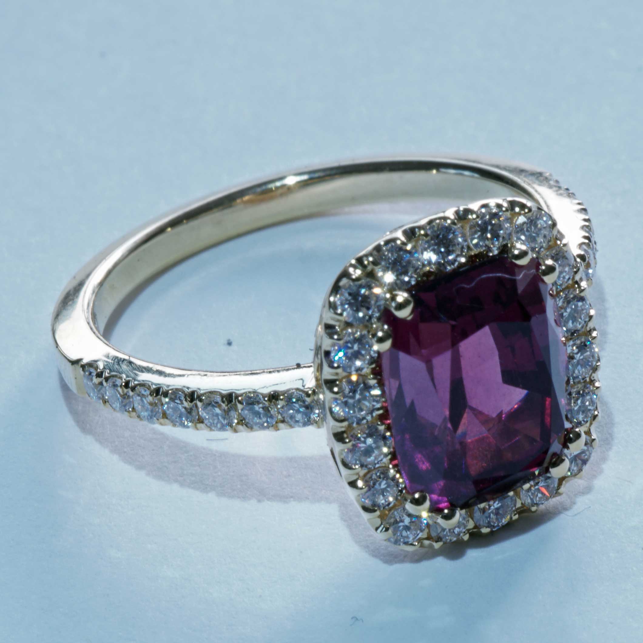 Rhodolith Brillant Ring 3.34 ct 0.55 ct 750er Gelbgold...schöner als der teuerste Rubinring