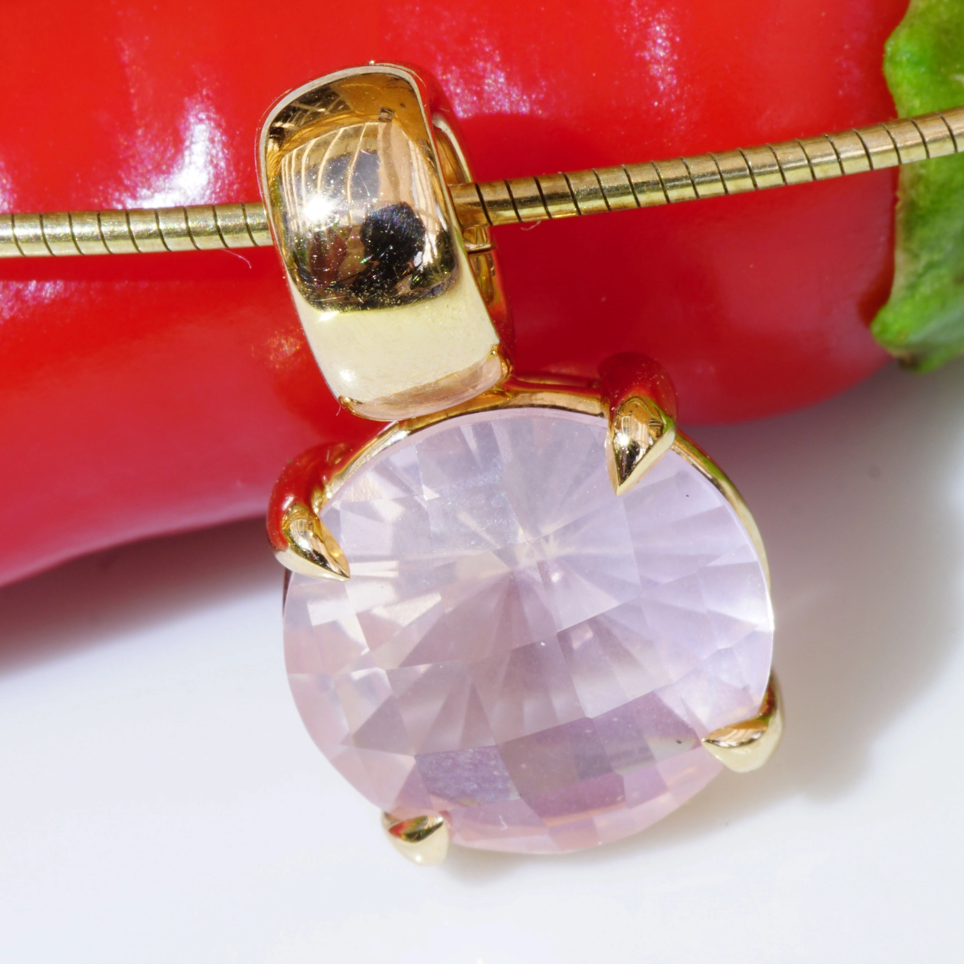 Rosenquarz Anhänger 750er Roségold toller Schliff ! aus Traditionsgoldschmiede in Valenza
