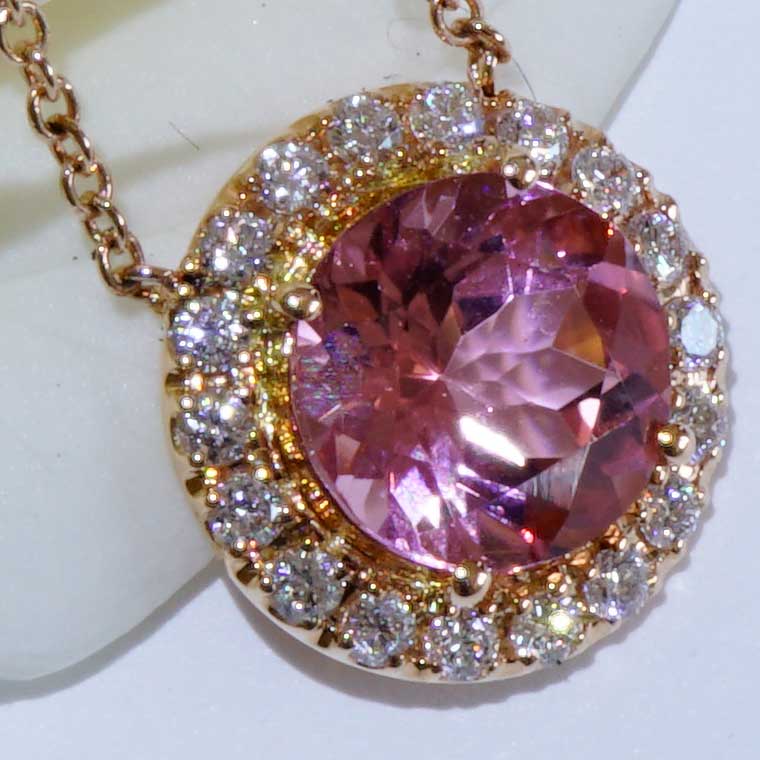 Turmalin Brillant Collier 750er Rosegold...Pink zum Verlieben....ein Hingucker und Launemacher