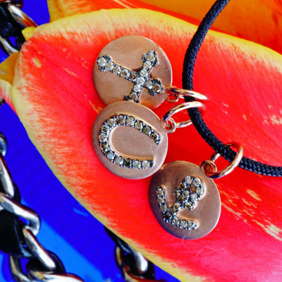 Brillant Anhänger in 750er Rosegold Hufeisen 0.10 ct braune Diamanten