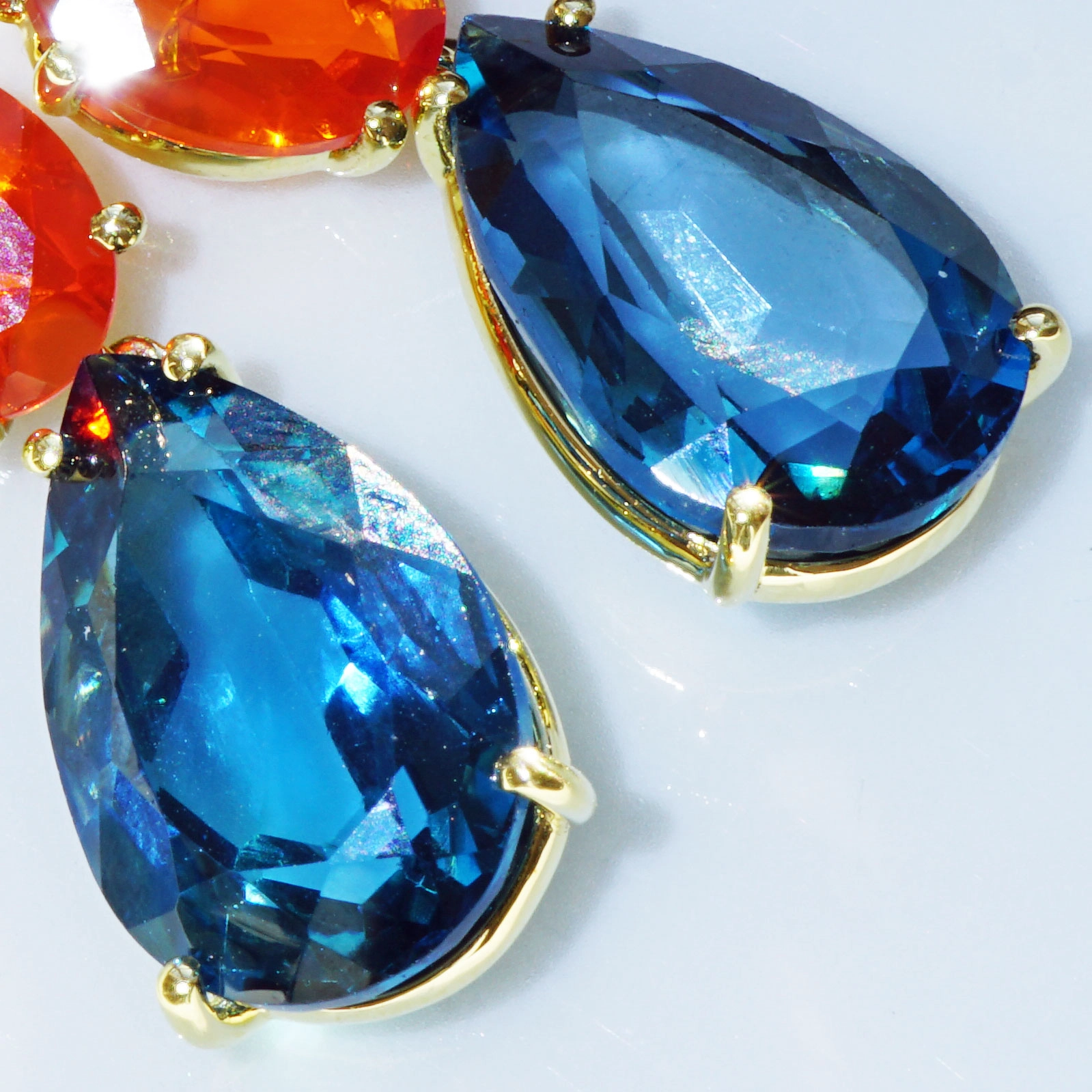 Topas Feueropal Brillant Ohrhänger 750er Gelbgold...Great Jewellery WOW Farben