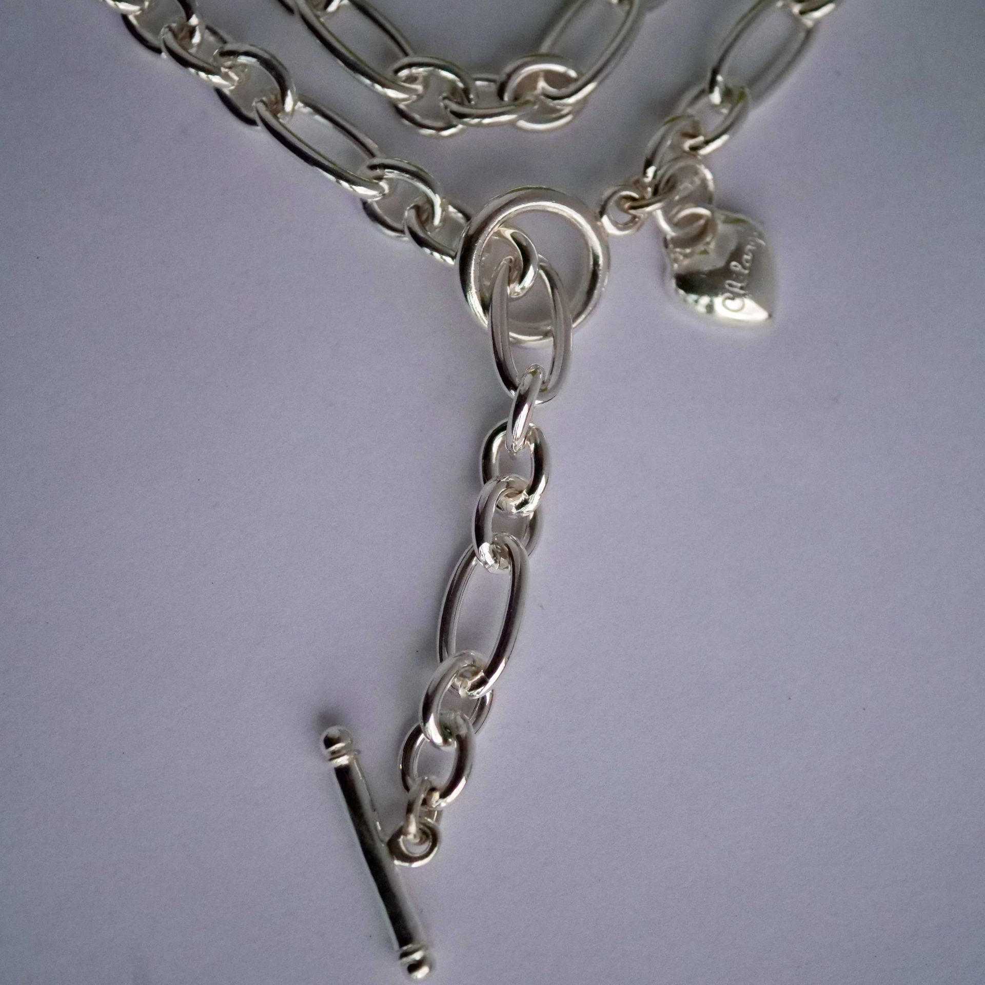 Chilango Kette Superior Figaro 85 cm 925er Silber 7,2 mm massive Kette mit Knebelverschluss