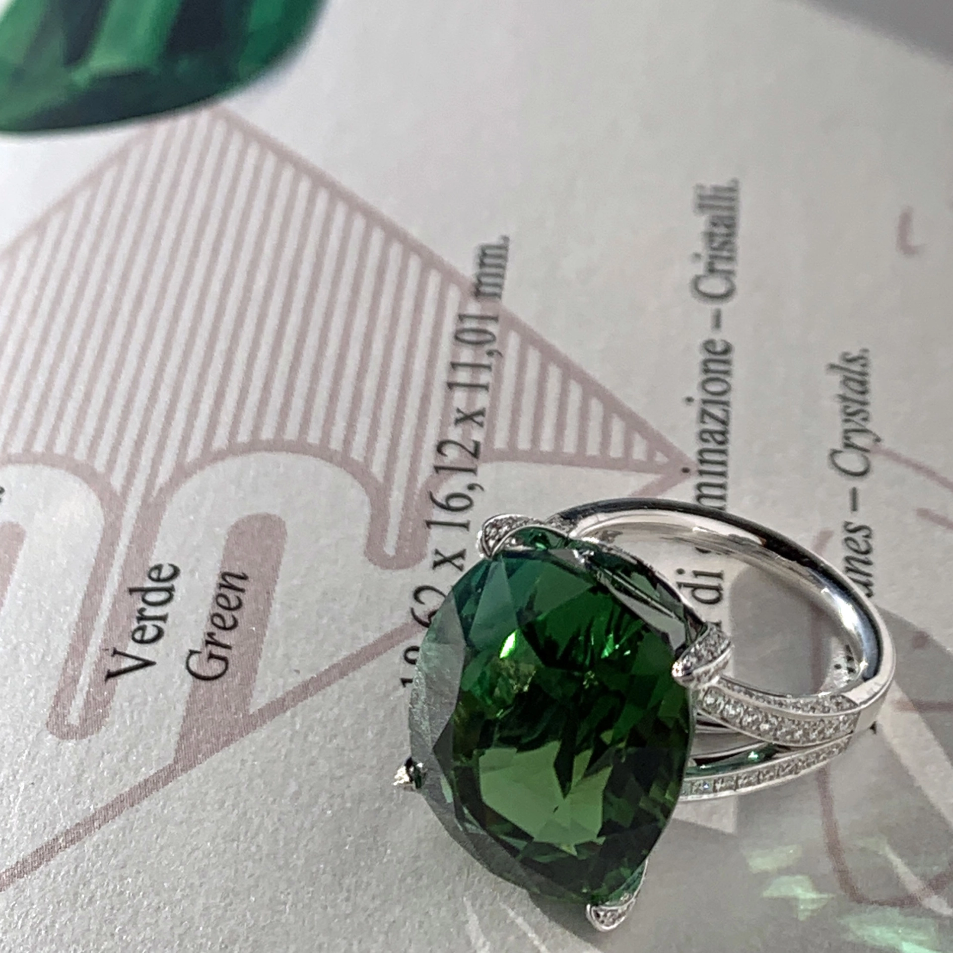 Turmalin Brillant Ring 23 ct 1.10 ct 750er Weissgold Afghanistan unbehandelt..ein Held Deiner Träume