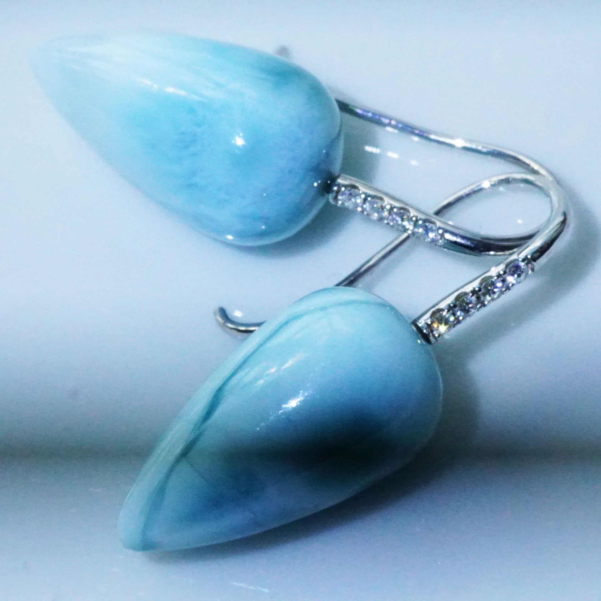 Larimar Brillant Ohrhänger 750er Weissgold...Karibik Feeling