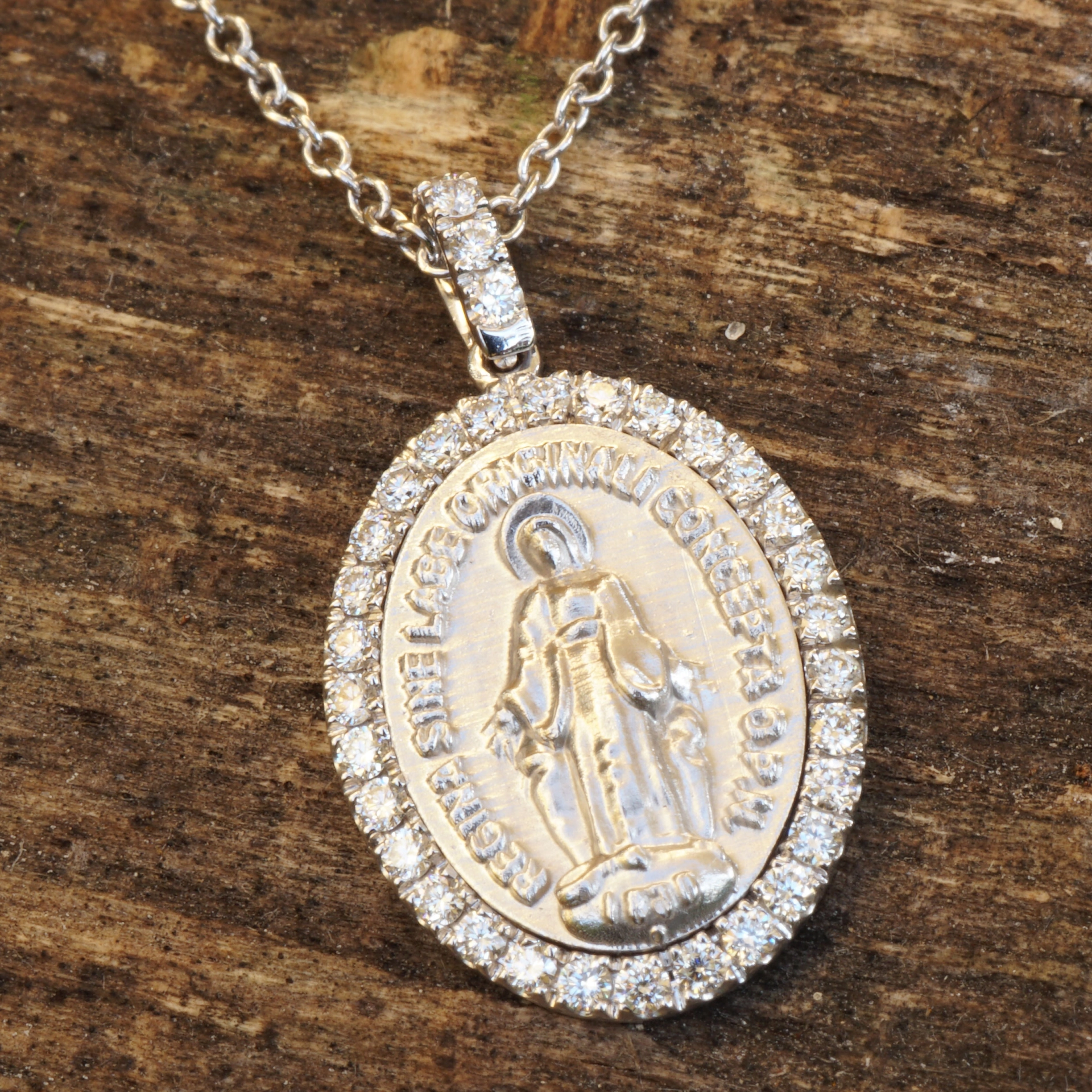 Brillant Madonnen Anhänger 750er Weissgold m. Kette 20 x 11 mm...so stylish