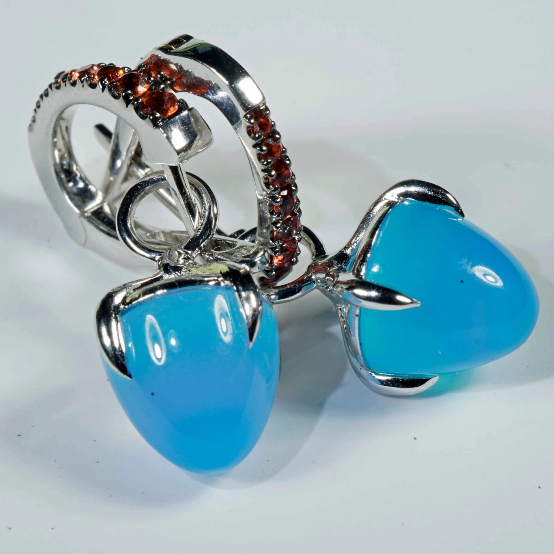 Saphir Paraiba-Achat Ohrhänger 750er Weissgold...Italienische Lebensfreude pur