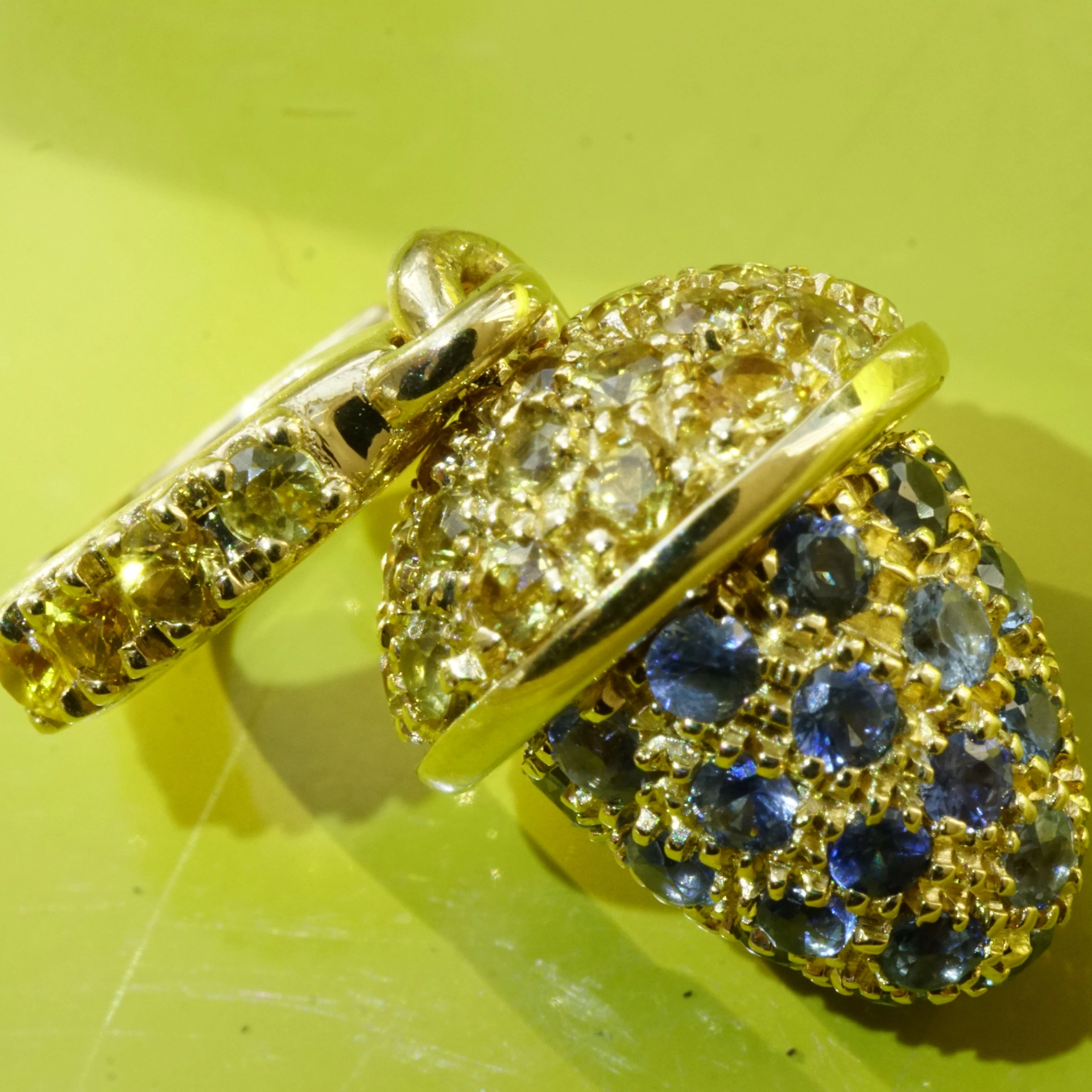 Saphir Drop Anhänger/Clip 750er Gelbgold...wie niedlich ist der denn..gelb-blau