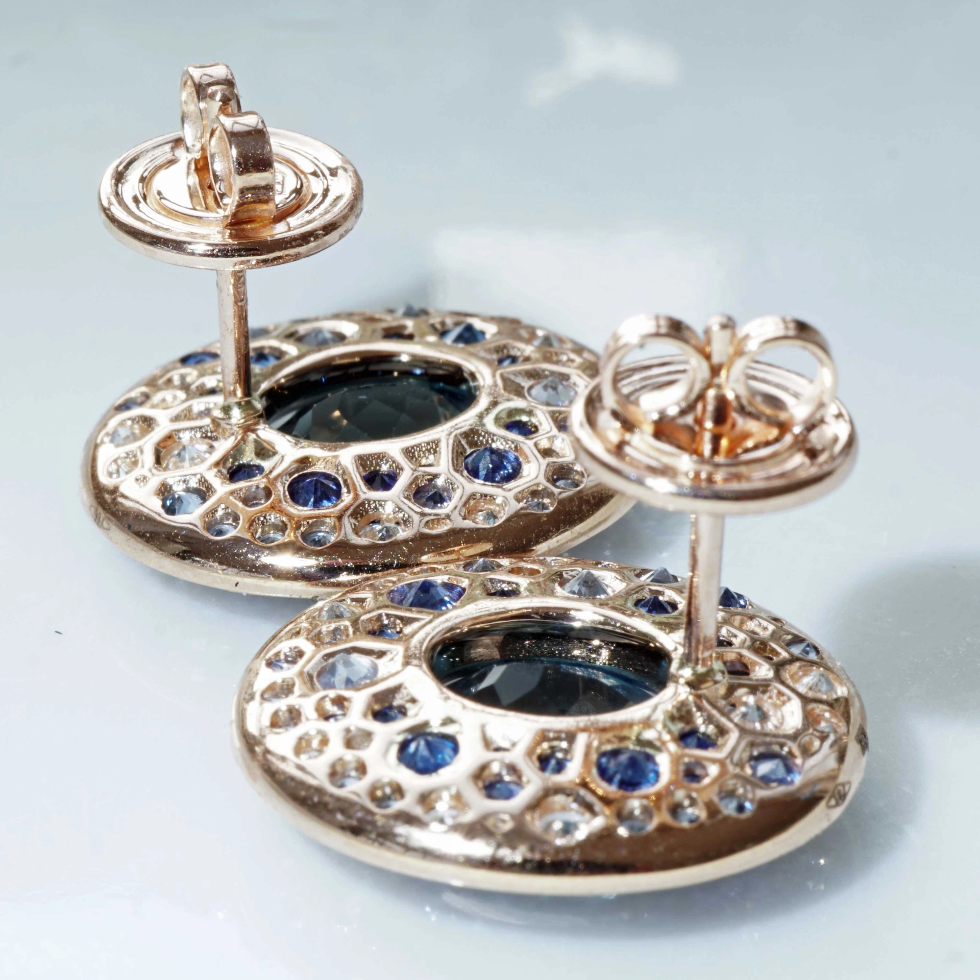 Topas Saphir Brillant Ohrstecker 750er Rosegold.....Power of Magic....mystische Farben