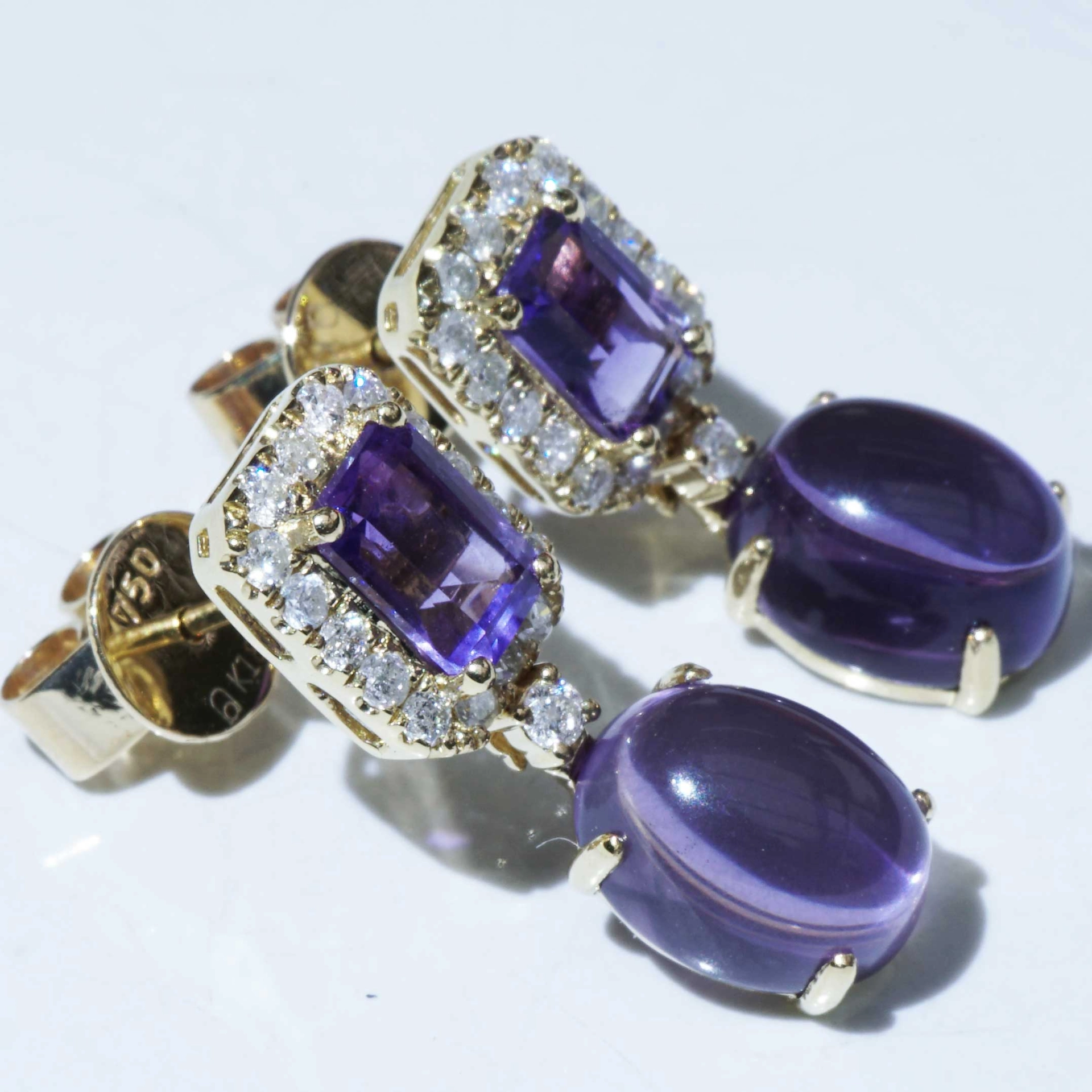 Amethyst Brillant Ohrhänger 750er Gelbgold 4.60 ct 0.40 ct...die Farbe Lila zum Verlieben
