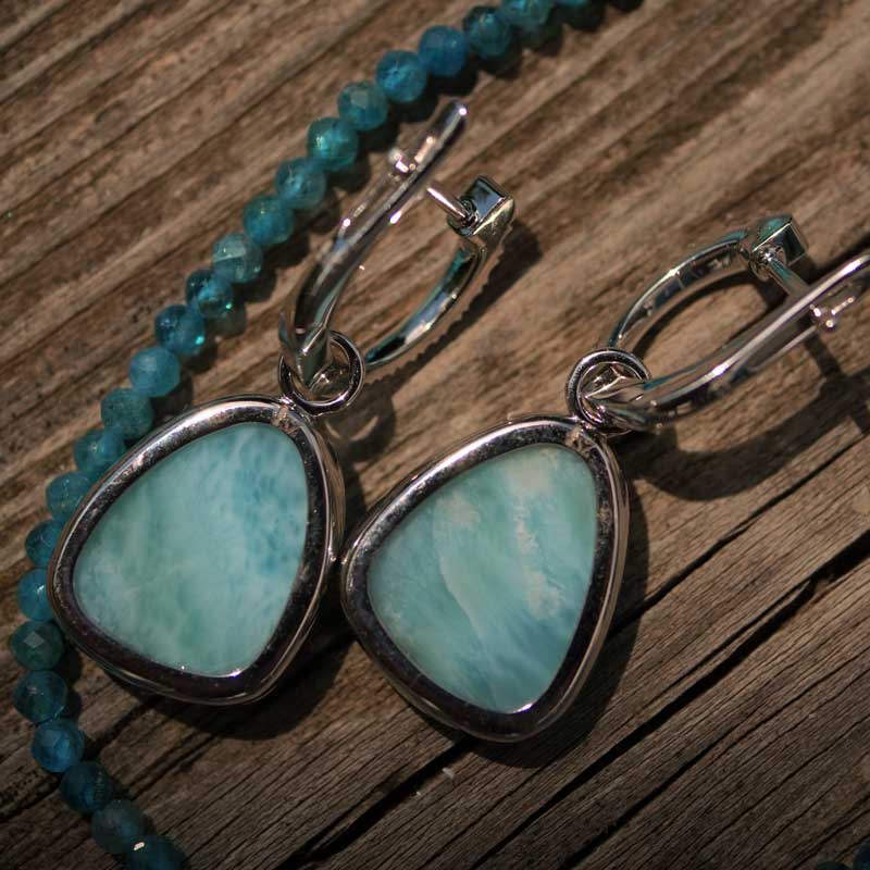 Larimar Brillant Creolen Ohrhänger 750er Weissgold 0.20 ct TW VS I aushängbar und so blauschön
