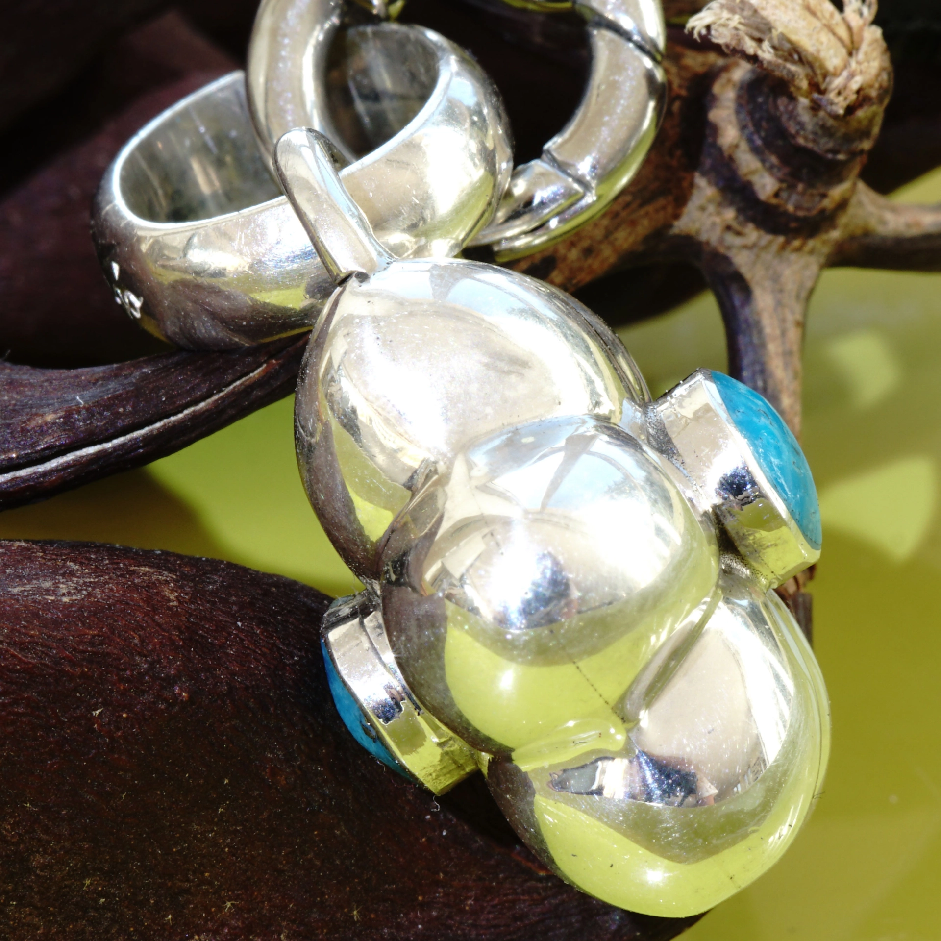 Original Chilango Anhänger Spring Flower mit türkiser Emaille 925er Silber