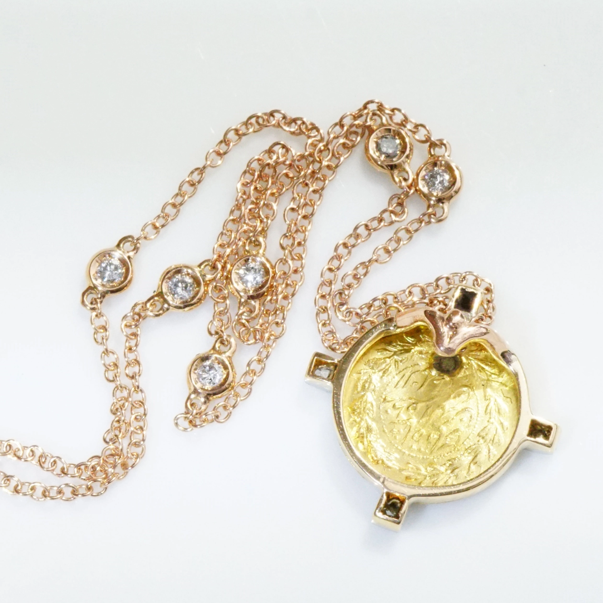 Münz Diamant Anhänger 916er 750er Rosegold wohl Persien Mozaffar Shah 1853-1907