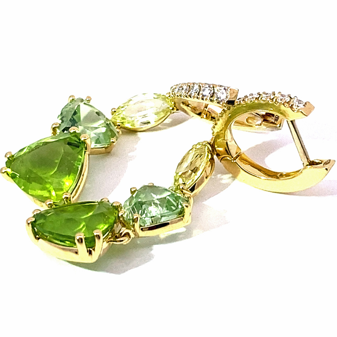 Chrysoberyll Turmalin Peridot Brillant Ohrhänger 750er Gelbgold 10 ct AAA+...unglaubliches fragiles Farbenspiel