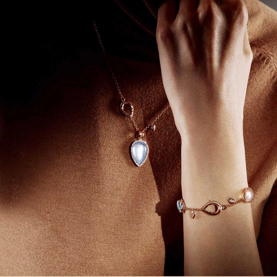 Brillant Collier 750er Rosegold 0.71 ct TW VS ...Bella Italia...hochwertige moderne Kette in 74 cm